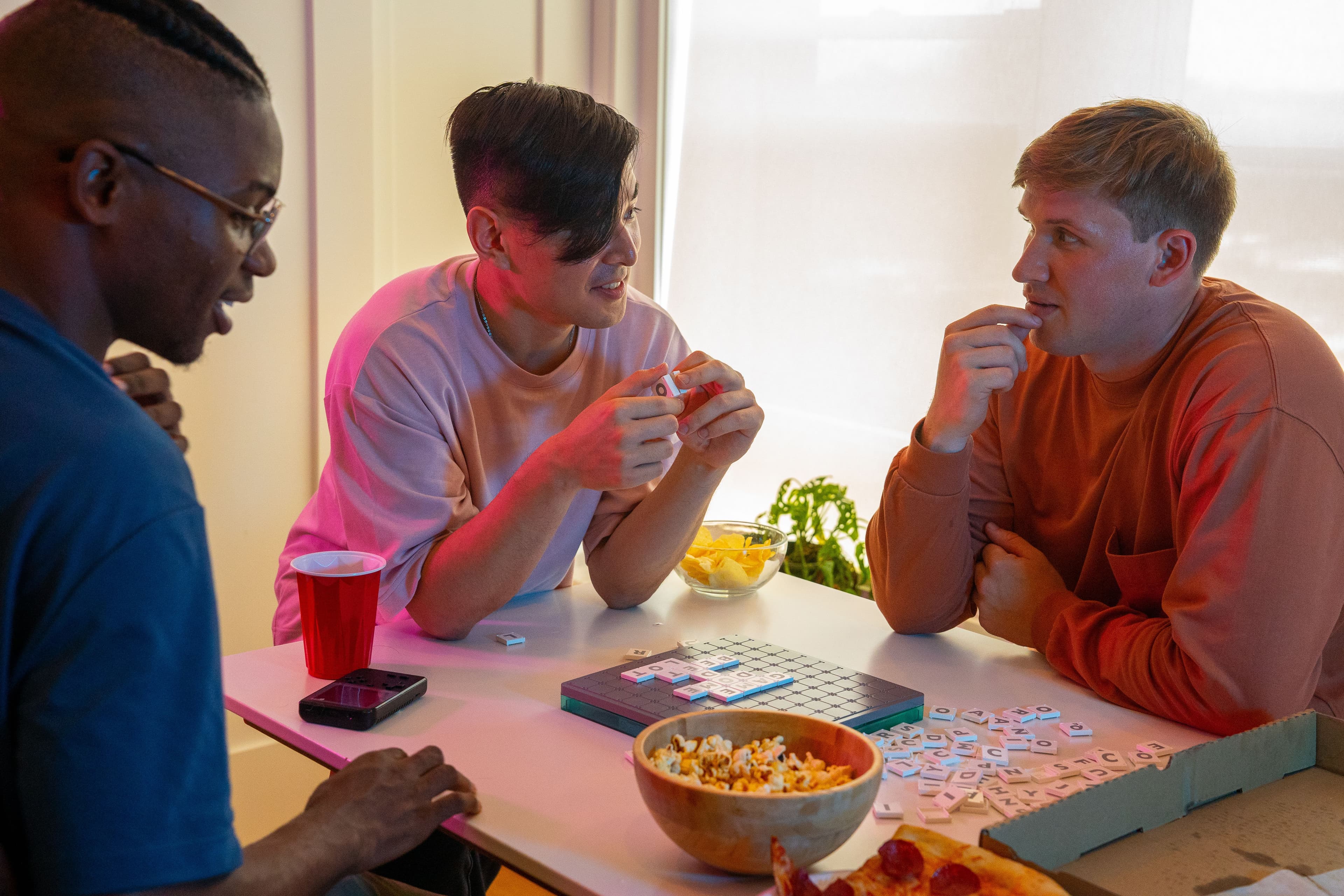 Scrabble board game on a table